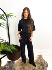 The Ellie - Diamanté Two Piece in Black