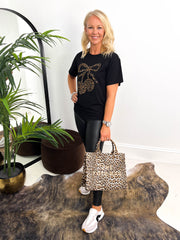 The Safiya - Sequin Leopard Print Cherry T-Shirt