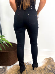 The Milly - Black Skinny Jeans with Gold Buttons