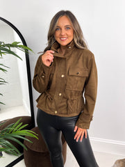 The Tabby Suede - Tie Waist Bomber Jacket