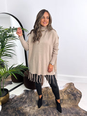 The Leigh - Poncho Style Knit with Tassels