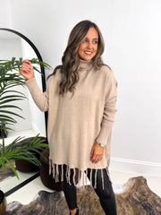 The Leigh - Poncho Style Knit with Tassels