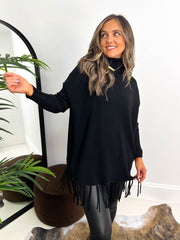 The Leigh - Poncho Style Knit with Tassels