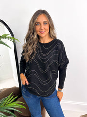 The Kathleen - Swirl Diamanté Knit