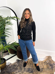 The Bree - Black Knit with Diamanté detailing
