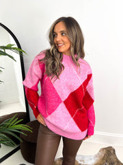 The Alex - Pink Argyle Knit