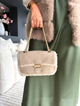 The Isabelle - Shearling Detail Faux Suede Handbag