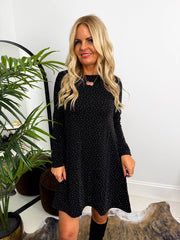 The Carla - Black Diamante Lurex Swing Dress