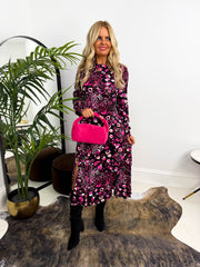 The Cass - Leopard Print Long Sleeve Midi Dress