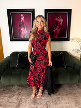 The Charlotte - Pink & Red Floral Midi Dress