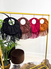 The Betsy - Fringed Faux Suede Bag