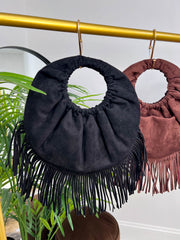 The Betsy - Fringed Faux Suede Bag
