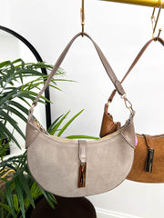 The Mercer - Faux Suede Saddle Style Bag