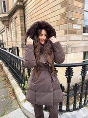 The Kris - Padded Midi Coat with Fur Hood
