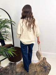 The Ella - Embellished Batwing Knit in Stone