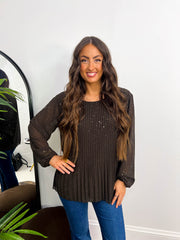 The Lynne - Sparkle Pleated Blouse