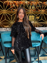 The Gracie - Sequin T-Shirt with Mesh Sleeves