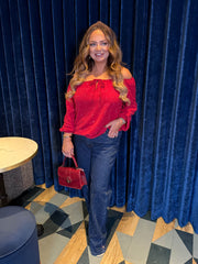 The Christina - Diamante Detail Stretchy Bardot Blouse