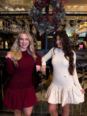 The Tay - Tweed Effect Midi Dress with Balloon Hem