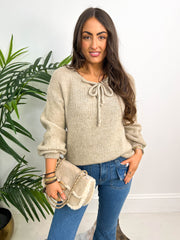 The Talia - V-Neck Oversized Bow Knit