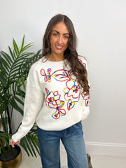 The Kat - Colourful Floral Thread Design Knit