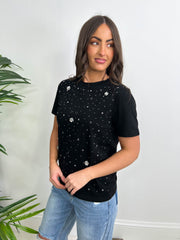 The Tara - Floral Embellished T-Shirt