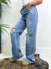 The Janey - High Waisted Ripped Flared Jeans