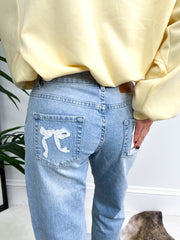 The Belle - Bow Detailing Straight Leg Jeans