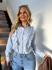 The Violet - Ruffle Pin Stripe Shirt