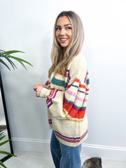 The Halle - Striped Balloon Sleeve Cardigan
