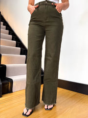 The Jenna - Wide Leg Raw Hem Jeans