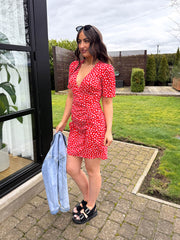 The Bethany - Red Floral Mini Dress