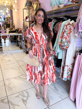 The Pippa - Large Watercolour Print Tiered Midi Dress
