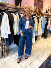 The Rachel - Pattered Denim Wide Leg Trouser