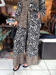 The Antonia - Leopard and Zebra Print Shirt Coord