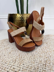 The Francesca - Beaded Rattan Wedge Heel