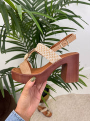 The Francesca - Beaded Rattan Wedge Heel