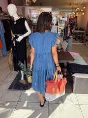 The Becca - Faux Denim Tiered Mini Dress