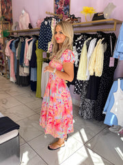 The Nicole - Vibrant Abstract Tiered Midi Dress