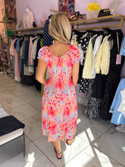 The Nicole - Vibrant Abstract Tiered Midi Dress
