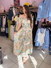 The Taylor - Pastel Spray Paint Gold Foil Print Tiered Maxi Dress