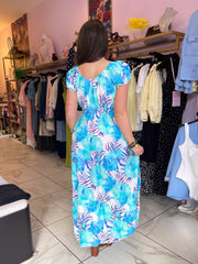 The Taylor - Tropical Leaf Print Tiered Maxi Dress