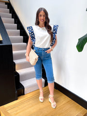 The Lucia - Polka Dot Frill Sleeve T-Shirt