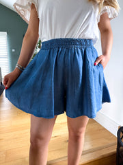 The Rhea - Denim Effect Floaty Shorts