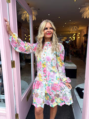 The Leona - Lace Floral Print Mini Dress