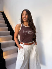 The April - Embroidered Slogan Vest Top