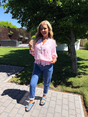 The Leah - Pink Floral Embroidered Bomber Jacket