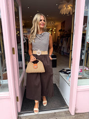 The Mika - Striped Cowl Neck Fine Crochet Maxi Dress