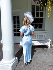 The Joanna - Blue Satin Twist Maxi Dress