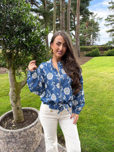 The Leah - Denim Floral Broidery Anglaise Bomber Jacket
